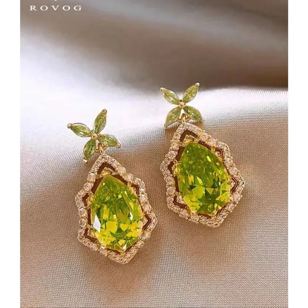 Peridot Flower Drop Earrings